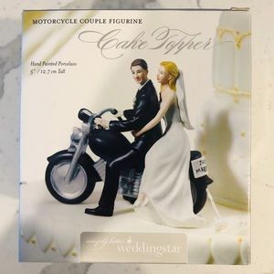 Wedding Cake Topper: Motorcycle Couple Figurine